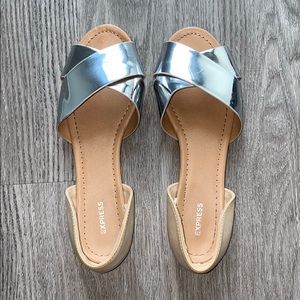 Express Silver Chrome Flats Shoes
